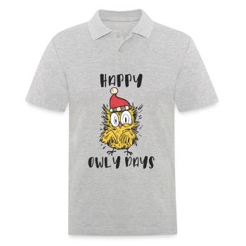 Drôle de père Noël hibou, jours heureux de hibou - Polo Homme - gris chiné - Devant - Kai (181cm)
