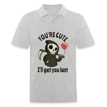 Süßer Sensenmann mit romantischem Herzen - Männer Poloshirt - Grau meliert - Vorne - Kai (181cm)