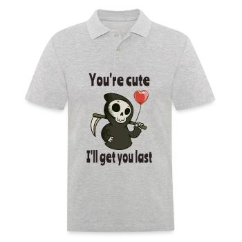 Süßer Sensenmann mit romantischem Herzen - Männer Poloshirt - Grau meliert - Vorne - Kai (181cm)