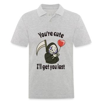 Süßer Sensenmann mit romantischem Herzen - Männer Poloshirt - Grau meliert - Vorne - Kai (181cm)
