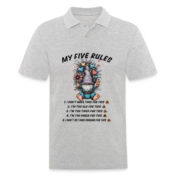 5 règles d’un drôle de gnome - Polo Homme - gris chiné - Devant - Kai (181cm)