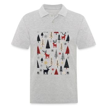 Scandinavian Christmas Elements and Winter Trees - Men's Polo Shirt - heather grey - Front - Kai (181cm)