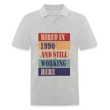 Hired in 1990 and still working here - Men's Polo Shirt - heather grey - Front - Kai (181cm)