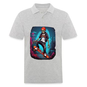 Skateboard Squelette - Polo Homme - gris chiné - Devant - Kai (181cm)