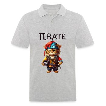 Pi Tag Piraten Katze - Männer Poloshirt - Grau meliert - Vorne - Kai (181cm)