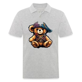 Teddybär / Kuscheltier / Stofftier / Geschenkidee - Männer Poloshirt - Grau meliert - Vorne - Kai (181cm)