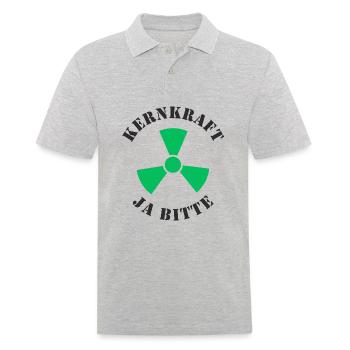 Kernkraft, Ja bitte - Männer Poloshirt - Grau meliert - Vorne - Kai (181cm)