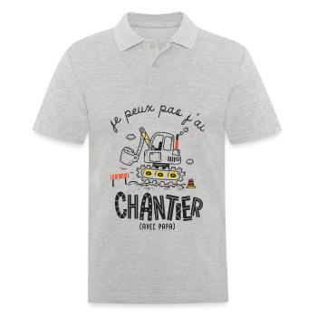 Pelleteuse Je peux pas j ai Chantier humour - Polo Homme - gris chiné - Devant - Kai (181cm)