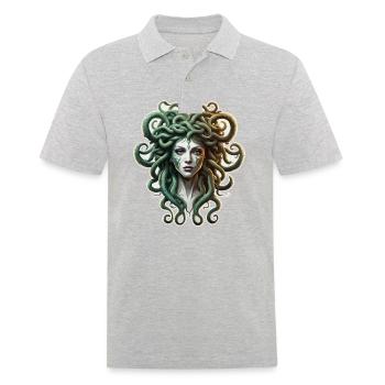 Medusa / griechische Mythologie / Schlangenkopf - Männer Poloshirt - Grau meliert - Vorne - Kai (181cm)