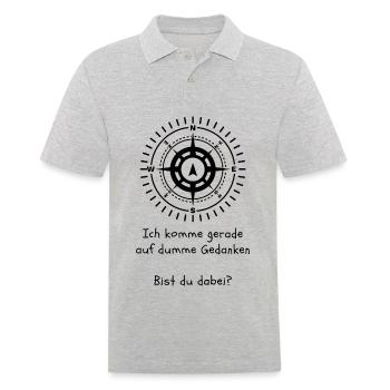 Himmelsrichtung Kompass mit lustigem Spruch - Männer Poloshirt - Grau meliert - Vorne - Kai (181cm)