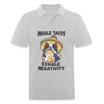 Inhalez des tacos, expirez la négativité - Polo Homme - gris chiné - Devant - Kai (181cm)