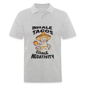 Inhalez des tacos, expirez la négativité - Polo Homme - gris chiné - Devant - Kai (181cm)