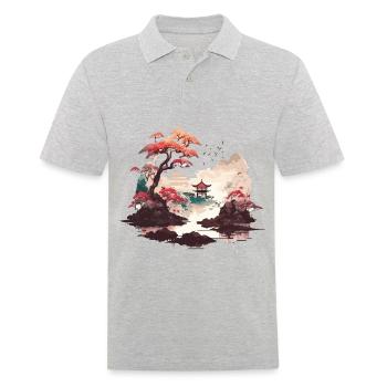 Art vintage sur bois - Polo Homme - gris chiné - Devant - Kai (181cm)