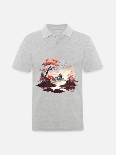 Art vintage sur bois - Polo Homme - gris chiné