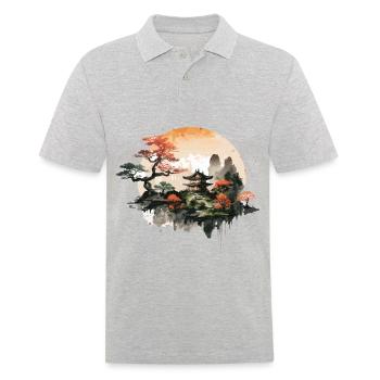 The Yoga Temple - Men's Polo Shirt - heather grey - Front - Kai (181cm)