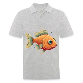 Fish with big Eyes - Men's Polo Shirt - heather grey - Front - Kai (181cm)