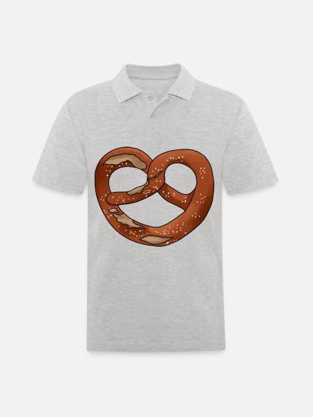 Brezel Bretzel Lauge Bayer Bretzl Pretzel Bretzeli - Polo da uomo - grigio melange
