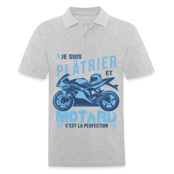 motard parfait plâtrier parfait - Polo Homme - gris chiné - Devant - Kai (181cm)