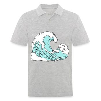 Welle Retro Comic Stil - Männer Poloshirt - Grau meliert - Vorne - Kai (181cm)