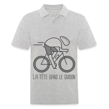 velo vélo vélos velos cycliste tete dans le guidon - Polo Homme - gris chiné - Devant - Kai (181cm)