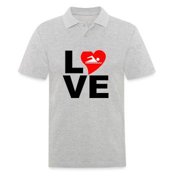 swimming love - Men's Polo Shirt - heather grey - Front - Kai (181cm)