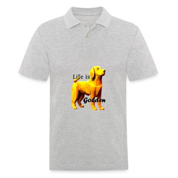 Golden Retriever Geschenk für Hundemama/Hundepapa - Männer Poloshirt - Grau meliert - Vorne - Kai (181cm)