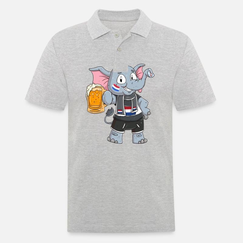Holländer Fan Elefant - Männer Poloshirt - Grau meliert