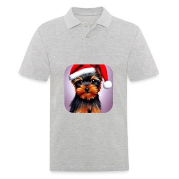 Yorkshire Terrier Welpe - Männer Poloshirt - Grau meliert - Vorne - Kai (181cm)