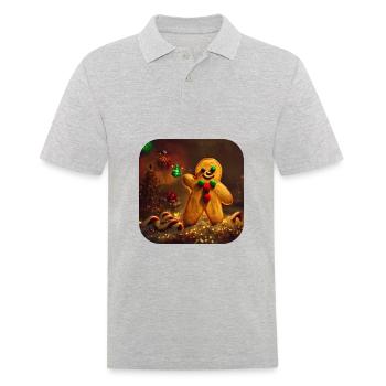 Weihnachts Lebkuchenmann - Männer Poloshirt - Grau meliert - Vorne - Kai (181cm)
