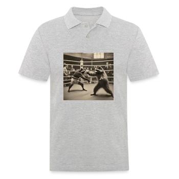 Waschbär / Tier / Foto / Wild / lustig / Räuber - Männer Poloshirt - Grau meliert - Vorne - Kai (181cm)