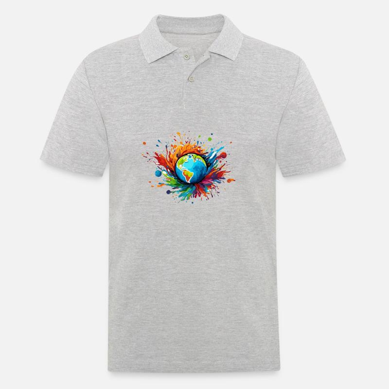 Planets / Solar System / Space / Galaxy - Men's Polo Shirt - heather grey