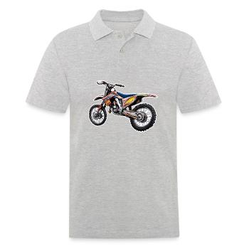 Biker / Motorrad Fahrer / Biker / Zweirad / Cross - Männer Poloshirt - Grau meliert - Vorne - Kai (181cm)