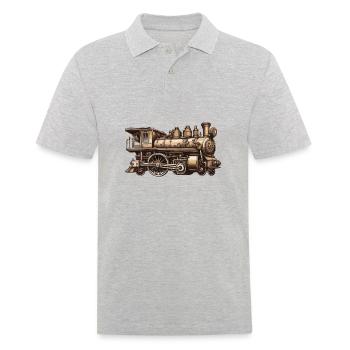 Zug / Lokomotive / Dampflok / Eisenbahn / Lock - Männer Poloshirt - Grau meliert - Vorne - Kai (181cm)