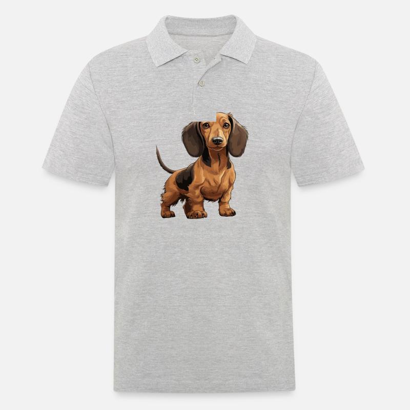 Teckel, teckel ou teckel chien mignon - Polo Homme - gris chiné