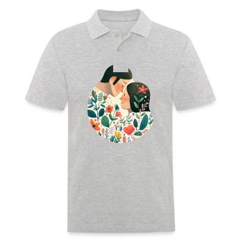 Pärchen verliebt - Männer Poloshirt - Grau meliert - Vorne - Kai (181cm)