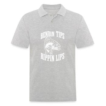 Bendin Tips Rippin Lips For All Fishing Fans - Men's Polo Shirt - heather grey - Front - Kai (181cm)