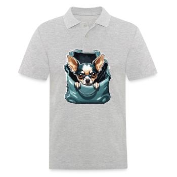 Chihuahua / kleiner Hund / Tier / winzig / Rasse - Männer Poloshirt - Grau meliert - Vorne - Kai (181cm)