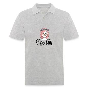 She Can - Männer Poloshirt - Grau meliert - Vorne - Kai (181cm)
