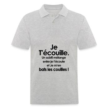 Humour Français phrase drôle T-shirt homme - Polo Homme - gris chiné - Devant - Kai (181cm)