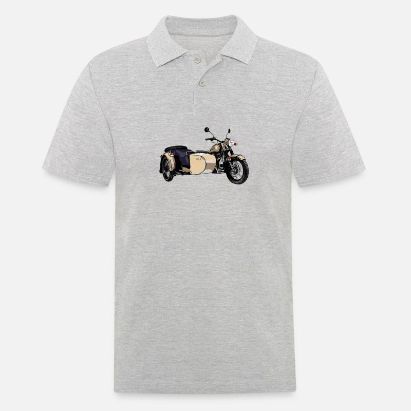 Ural Motorrad Moped Sowjet Gespann Geschenkidee - Männer Poloshirt - Grau meliert