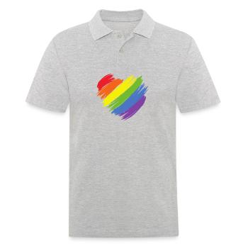 Rainbow Heart LGBT CSD Love - Men's Polo Shirt - heather grey - Front - Kai (181cm)