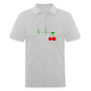 Cerise cerise battement de coeur fruit cerises - Polo Homme - gris chiné - Devant - Kai (181cm)