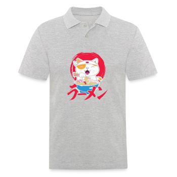 Ramen de chat drôle pour tout le monde - Polo Homme - gris chiné - Devant - Kai (181cm)