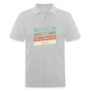 Ehemann Papa Grillmeister Held Design für alle - Männer Poloshirt - Grau meliert - Vorne - Kai (181cm)