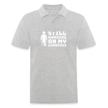 I'm still working on my landings - Men's Polo Shirt - heather grey - Front - Kai (181cm)