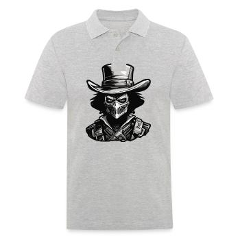 Cowboy / Wilde Westen / Wüste / Lasso / Rodeo - Männer Poloshirt - Grau meliert - Vorne - Kai (181cm)