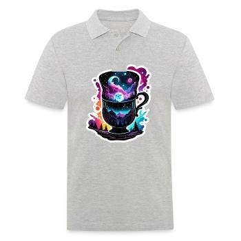 Silhouette / Forêt / Portrait / Arbres / Mug - Polo Homme - gris chiné - Devant - Kai (181cm)