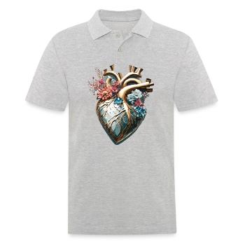 Heart / Mother's Day / Love / Holidays / Love - Men's Polo Shirt - heather grey - Front - Kai (181cm)