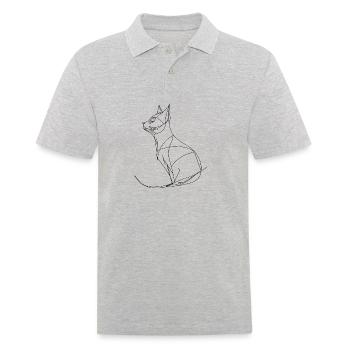 Dessin au trait fin chat - Polo Homme - gris chiné - Devant - Kai (181cm)