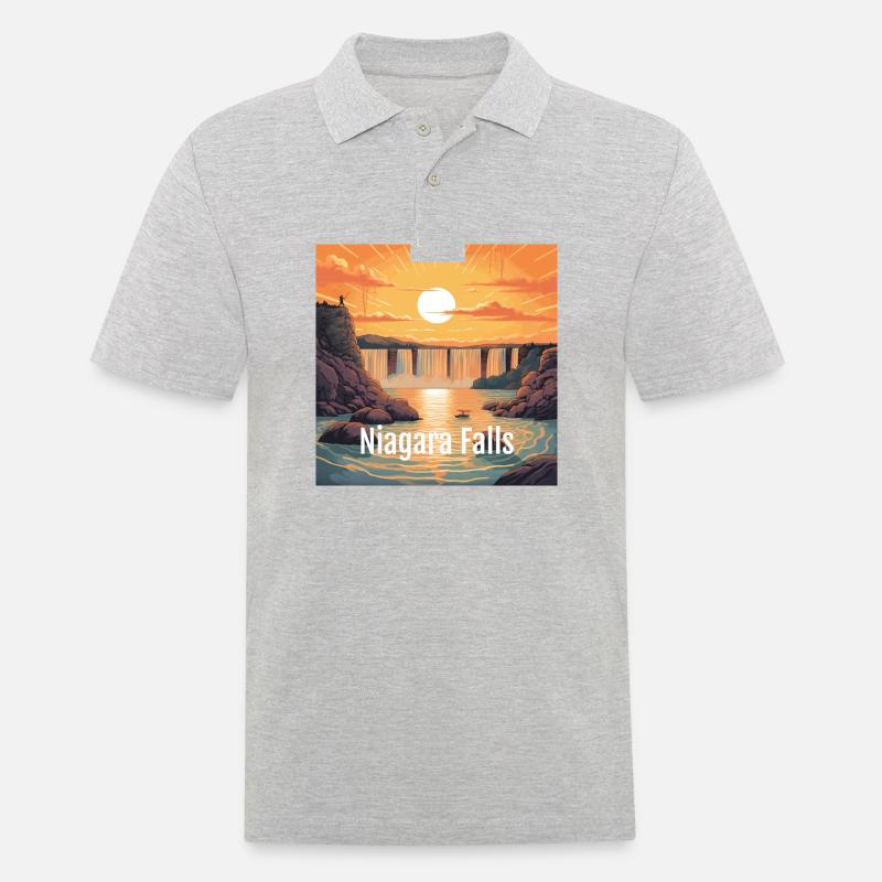 Niagara falls Sunset - Männer Poloshirt - Grau meliert